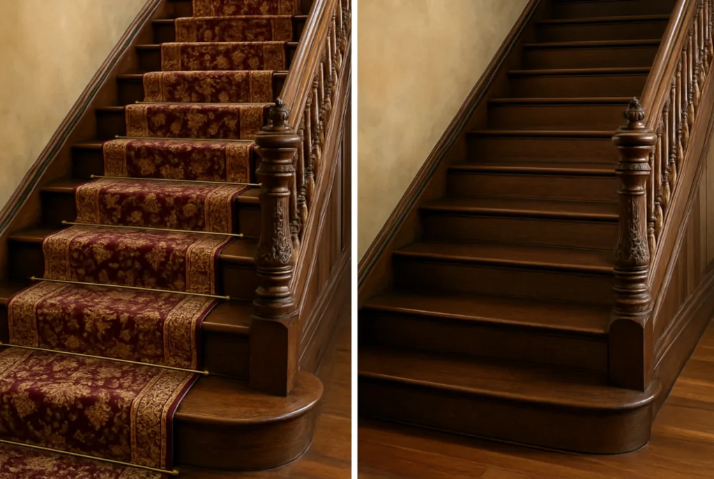 Victorian Stair Case with Brass Stair Rods